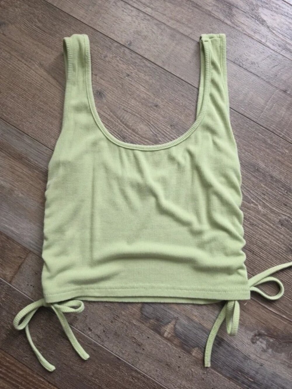 Light lime green ruched side tie tank Zaful XS summer